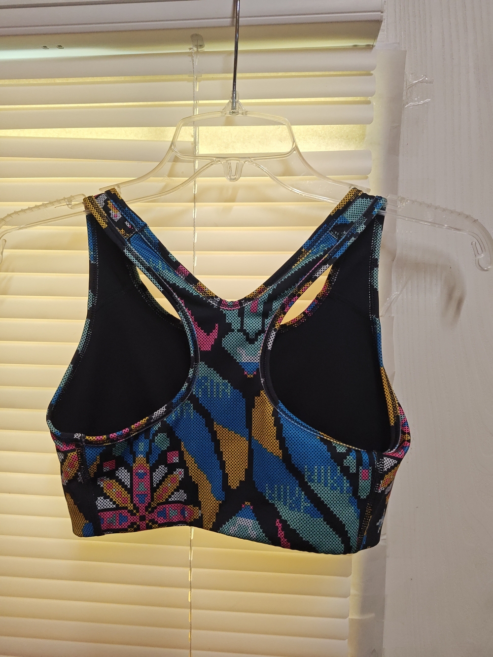 Nike Multicolor Geo Print Sports Bra - Blue, Yellow, Pink, Black - Picture 3 of 3
